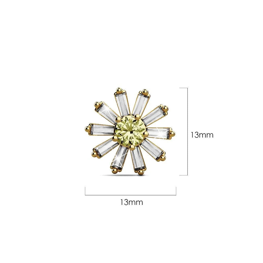 Bullion Gold Bright Daisy Cubic Zirconia Crystals Gold Plated Stud Earrings