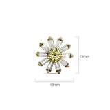 Bullion Gold Bright Daisy Cubic Zirconia Crystals Gold Plated Stud Earrings