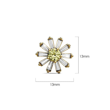 Bullion Gold Bright Daisy Cubic Zirconia Crystals Gold Plated Stud Earrings