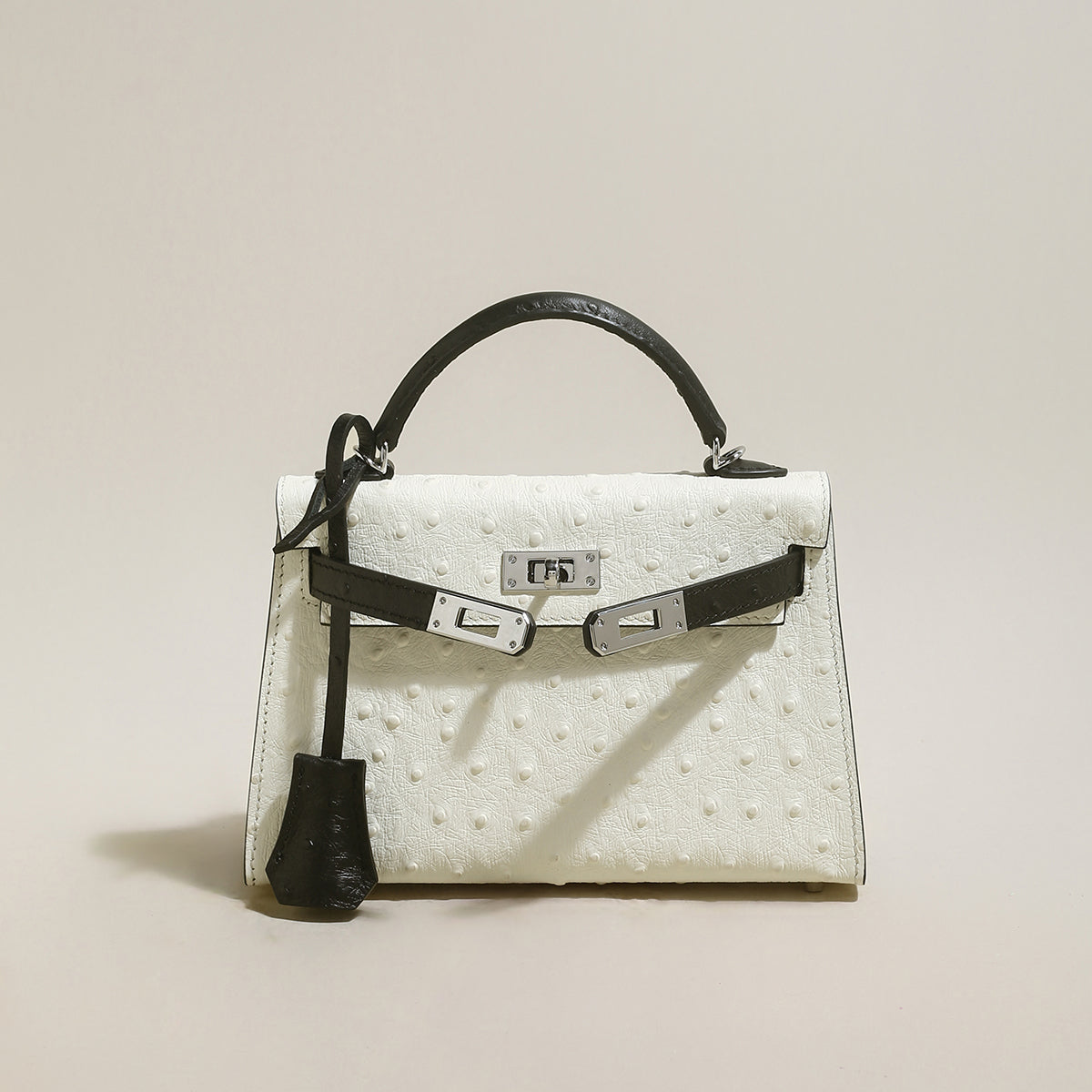 Aurelia Exotic-Embossed Leather Top Handle Bag - Ivory