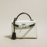 Aurelia Exotic-Embossed Leather Top Handle Bag - Ivory
