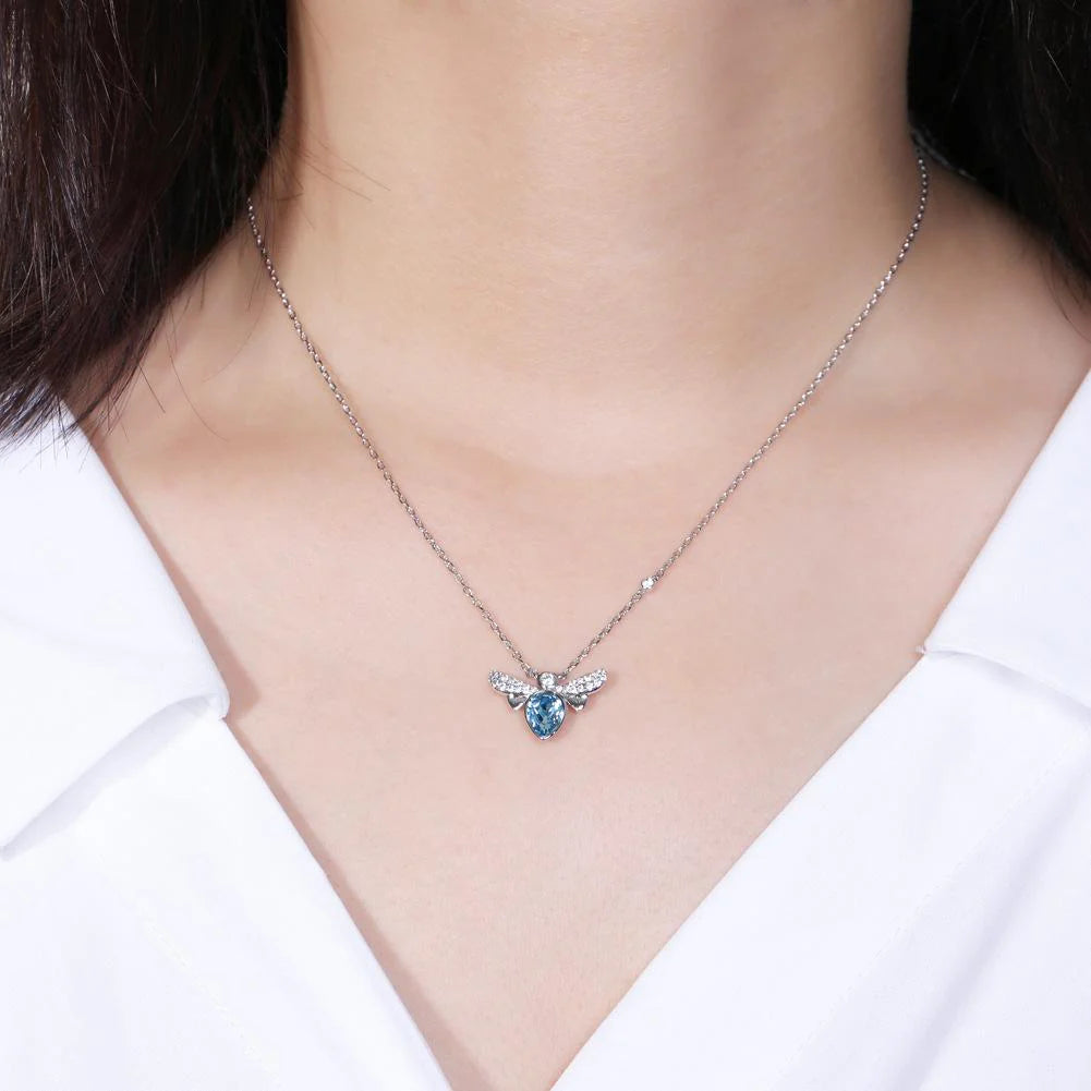 Krystal Couture Bee Crystal Blue Necklace Embellished with SWAROVSKI Crystals