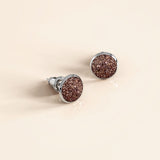 Bullion Gold Amalgam White Gold Layered Pink Stone Stud Earrings 15mm