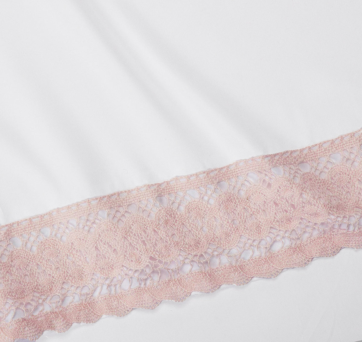 Ramesses Crochet-Lace Microfibre Sheet Set - Rose Pink Lace White Fabric