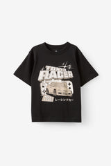 Cotton On Kids Boys Essentials Graphic Short Sleeve Tee - Black/Tokyo Racer