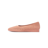 Heart Mesh Knit Square Toe Wedge Flats - Orange