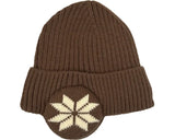 Cherry Red Ear Muff Beanie - Brown