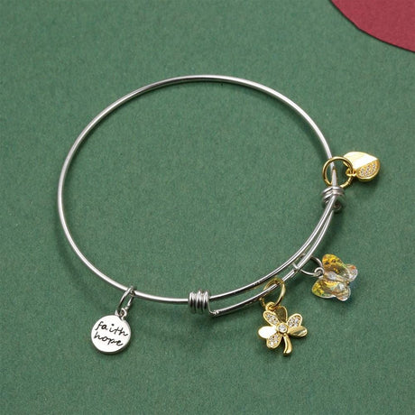 Krystal Couture Inspiring Adjustable Charm Bangle Embellished with SWAROVSKI Crystals