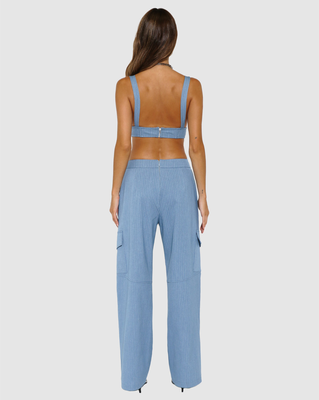 BY.DYLN Hunter Corset - Blue Pinstripe