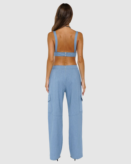 BY.DYLN Hunter Corset - Blue Pinstripe