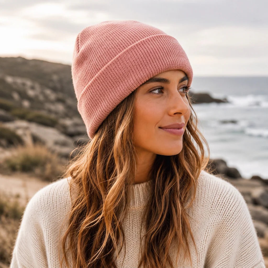 Cherry Red Classic Beanie - Apricot
