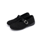 Fuzzy Mary Jane Flats - Black