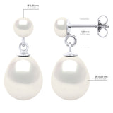 Double Earrings White Gold - Natural White - Longueur 42 cm