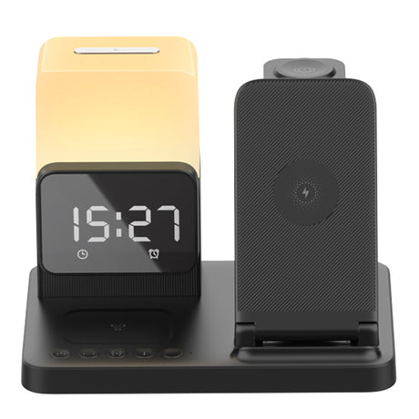 TODO Wireless Phone Charger Alarm Clock LED Lamp 15W Fast Charge Earphone Watch Charge