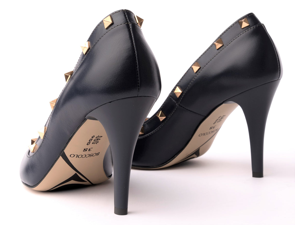 Bosccolo Womens Heels - Navy Blue/Gold