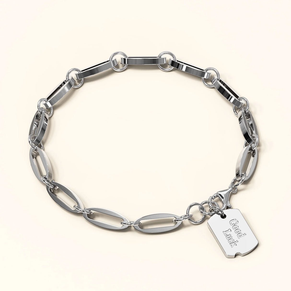 Bullion Gold Good Luck Chain Bracelet in White Gold Layered Steel Jewellery