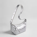 Soft Leather Crescent Crossbody - Silver