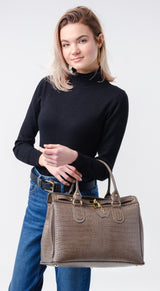 Bosccolo Tote - Croco Taupe