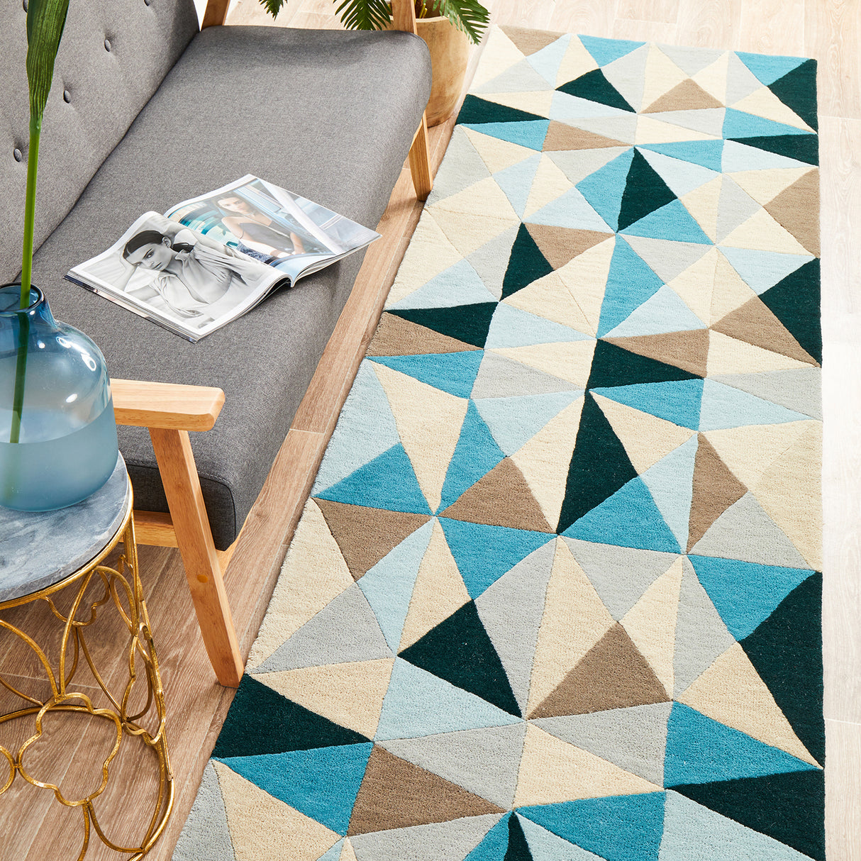 Matrix 901 Turquoise Runner Rug