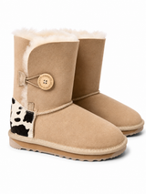 Australian Leather Ugg 1Button Cow Print - Natural - AU6