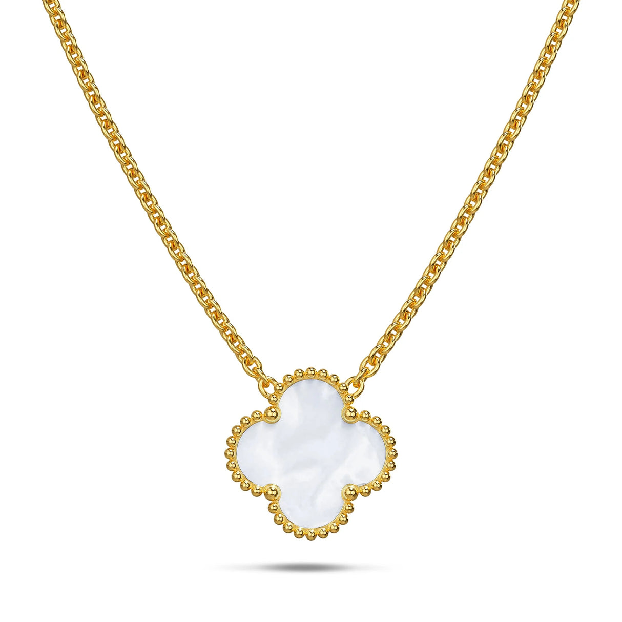 Bullion Gold White Clover Necklace