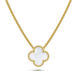Bullion Gold White Clover Necklace