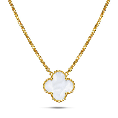 Bullion Gold White Clover Necklace