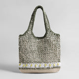 Hand-Crocheted Open-Weave Tote Bag - Olive