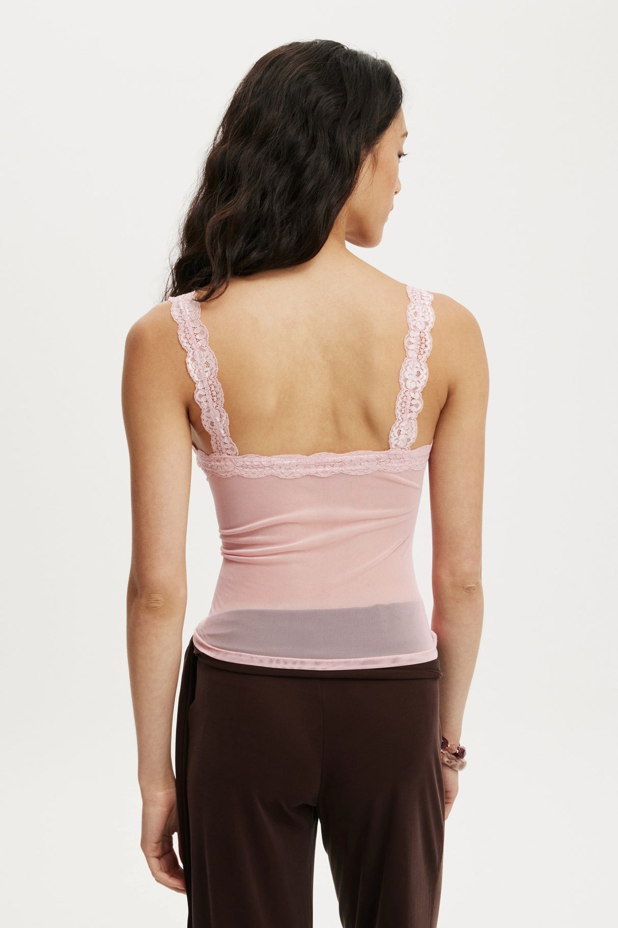 Cotton On Women's Lily Mesh Cami - Sweet Pea Pink