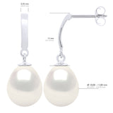 Earrings In White Gold 375 and Real Cultured Freshwater Pearls Pear 10-11 mm - Natural Pearl White - Longueur 18 cm