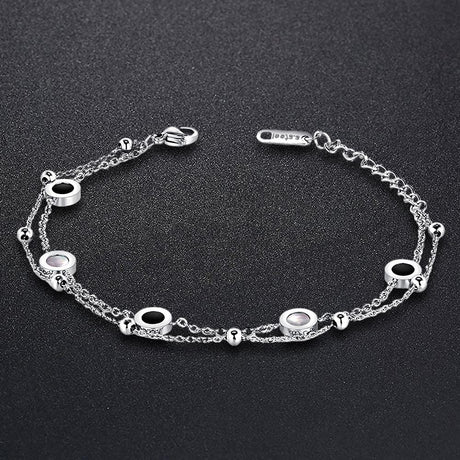 Bullion Gold Inlaid Shell Charm Bracelet White Gold