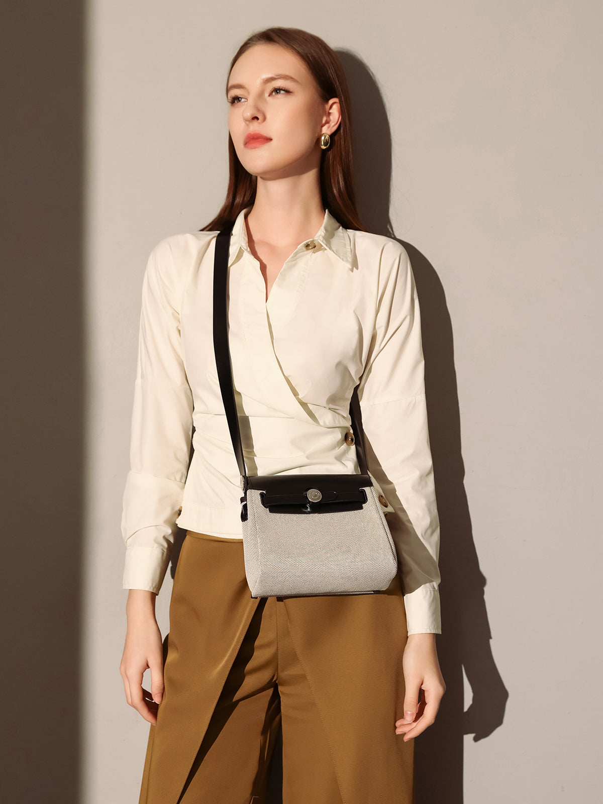 Monet Mini Canvas & Leather Crossbody Bag - Black