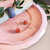 Solid 925 Sterling Silver Round Red Coral Dangle Earrings