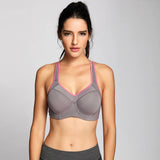 Full Support High Impact Padded Sports Bra - Grey