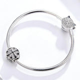 Solid 925 Sterling Silver Petal of Love CZ Charm