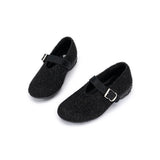 Fuzzy Mary Jane Flats - Black