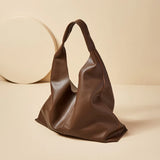 Nalandu Soft Slouch Genuine Leather Oversized Tote Bag - Coffee