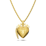 Bullion Gold Floral Heart Photo Locket Necklace