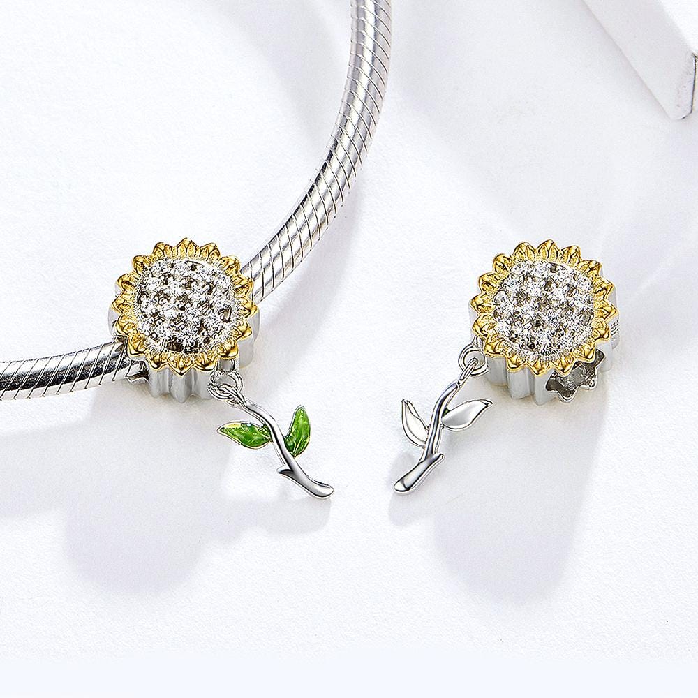 Solid 925 Sterling Silver Sunflower Charm