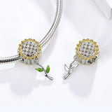 Solid 925 Sterling Silver Sunflower Charm