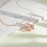 Bullion Gold Lucky Elephant Necklace in Rose Gold Layered Stainless Steel