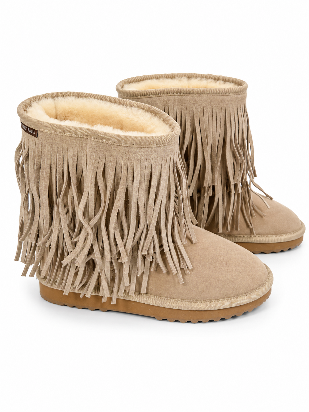 Australian Leather Ugg Double Fringe Short - Natural - AU5
