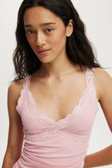 Cotton On Women's Lily Mesh Cami - Sweet Pea Pink