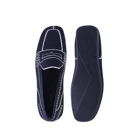 Comfortable Slip On Square Toe Loafers - Navy