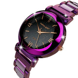 Bullion Gold Bullion Gold Romish Watch Embellished with Glittering Crystals - Purple and Black