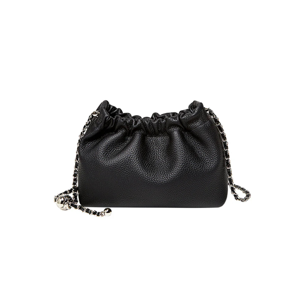 Nalandu Mini Dumpling Leather Clutch Crossbody Bag - Black