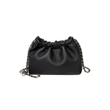 Nalandu Mini Dumpling Leather Clutch Crossbody Bag - Black