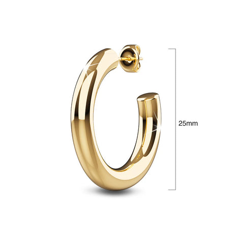 Bullion Gold Creole C-Hoop Gold Layered Earrings