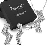 Boxed Zigzag Set Embellished with SWAROVSKI® Crystals In White Gold