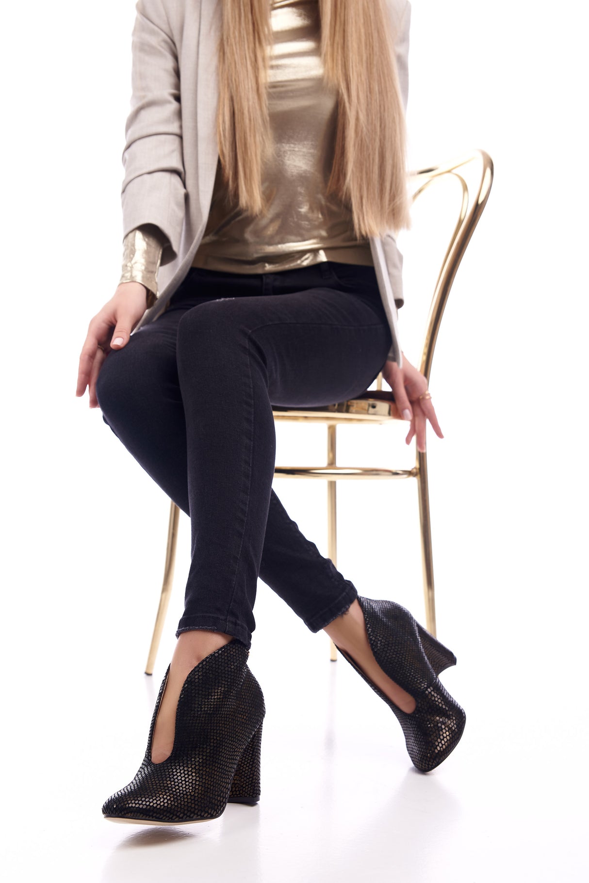 Bosccolo Womens Ankle Boots - Gold/Black Scales